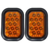 5x3 Red/White/Amber Rectangle 12 LED Stop/Turn/Tail Backup/Reverse/Signal Light Tow Truck Semi Trailer CM Flatbed Reading Postal Hitch RV Bus Grommet 3 Wire Pigtail Plug Kit